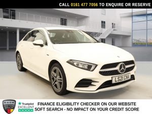 Used 2021 WHITE MERCEDES-BENZ A-CLASS Saloon 1.3 A250e 15.6kWh AMG Line Saloon 4dr Petrol Plug-in Hybrid 8G-DCT Euro 6 (s/s) (218 ps) (reg. 2021-05-11) for sale in Stockport
