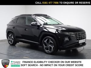 Used 2022 BLACK HYUNDAI TUCSON SUV 1.6 h T-GDi 13.8kWh Ultimate SUV 5dr Petrol Plug-in Hybrid Auto 4WD Euro 6 (s/s) (265 ps) (reg. 2022-07-12) for sale in Stockport