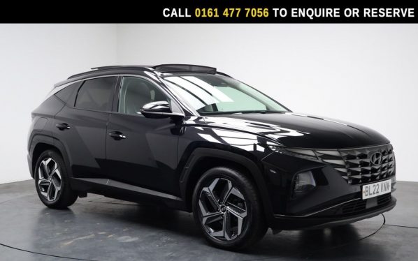 Used 2022 BLACK HYUNDAI TUCSON SUV 1.6 h T-GDi 13.8kWh Ultimate SUV 5dr Petrol Plug-in Hybrid Auto 4WD Euro 6 (s/s) (265 ps) (reg. 2022-07-12) for sale in Stockport