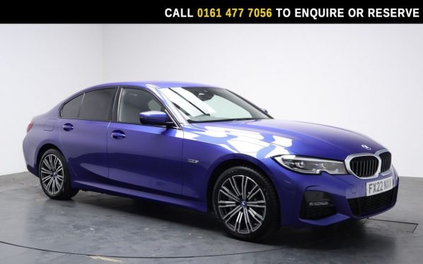 Used 2022 BLUE BMW 3 SERIES Saloon 2.0 330e 12kWh M Sport Saloon 4dr Petrol Plug-in Hybrid Auto Euro 6 (s/s) (292 ps) (reg. 2022-03-01) for sale in Stockport