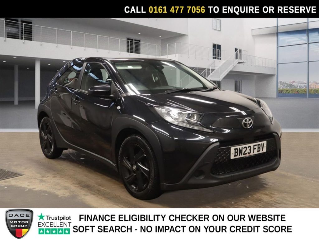 Used 2023 BLACK TOYOTA AYGO X Hatchback 1.0 VVT-i Pure Hatchback 5dr Petrol Manual Euro 6 (s/s) (72 ps) (reg. 2023-07-25) for sale in Stockport