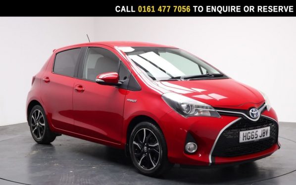 Used 2015 RED TOYOTA YARIS Hatchback 1.5 VVT-h Design Hatchback 5dr Petrol Hybrid E-CVT Euro 6 (101 ps) (reg. 2015-12-31) for sale in Stockport