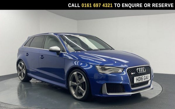 Used 2016 BLUE AUDI RS3 Hatchback 2.5 TFSI Sportback 5dr Petrol S Tronic quattro Euro 6 (s/s) (Nav) (367 ps) (reg. 2016-03-14) for sale in Manchester