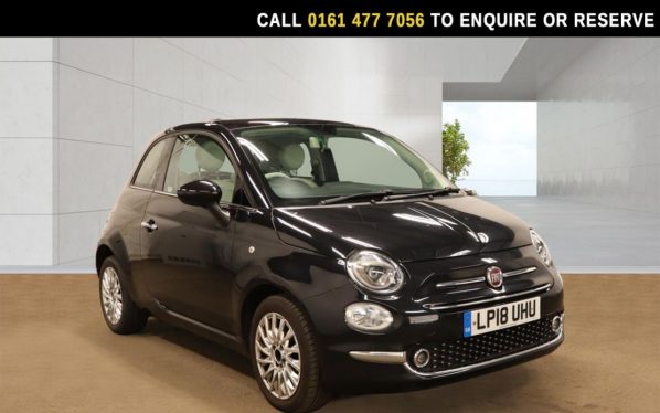 Used 2018 BLACK FIAT 500 Hatchback 1.2 Lounge Hatchback 3dr Petrol Manual Euro 6 (s/s) (69 bhp) (reg. 2018-08-08) for sale in Stockport