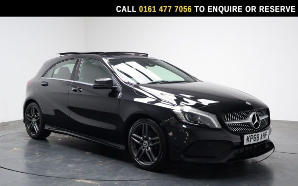 Used 2018 BLACK MERCEDES-BENZ A-CLASS Hatchback 2.1 A200d AMG Line (Premium Plus) Hatchback 5dr Diesel 7G-DCT Euro 6 (s/s) (136 ps) (reg. 2018-10-16) for sale in Stockport