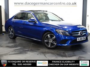 Used 2018 BLUE MERCEDES-BENZ C-CLASS Saloon 1.5 C200 MHEV EQ Boost Sport (Premium Plus) Saloon 4dr Petrol G-Tronic+ Euro 6 (s/s) (198 ps) (reg. 2018-12-31) for sale in Altrincham