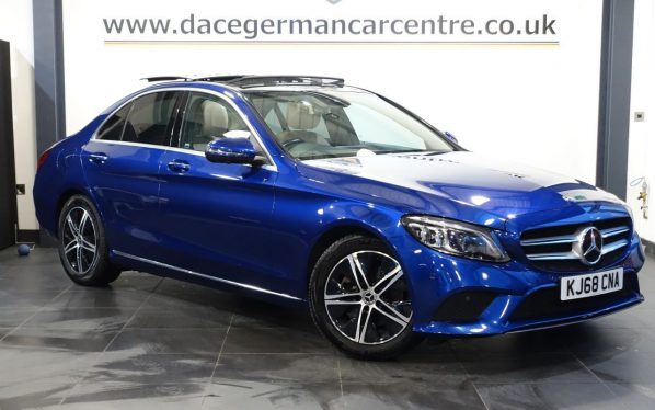 Used 2018 BLUE MERCEDES-BENZ C-CLASS Saloon 1.5 C200 MHEV EQ Boost Sport (Premium Plus) Saloon 4dr Petrol G-Tronic+ Euro 6 (s/s) (198 ps) (reg. 2018-12-31) for sale in Altrincham