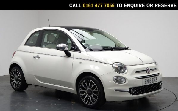Used 2018 WHITE FIAT 500 Hatchback 1.2 Collezione Fall Hatchback 3dr Petrol Manual Euro 6 (s/s) (69 bhp) (reg. 2018-06-25) for sale in Stockport