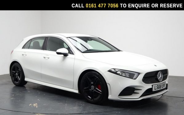 Used 2018 WHITE MERCEDES-BENZ A-CLASS Hatchback 2.0 A250 AMG Line Hatchback 5dr Petrol 7G-DCT Euro 6 (s/s) (224 ps) (reg. 2018-09-29) for sale in Stockport