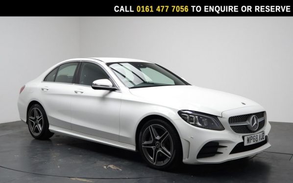 Used 2018 WHITE MERCEDES-BENZ C-CLASS Saloon 2.0 C220d AMG Line (Premium) Saloon 4dr Diesel G-Tronic+ Euro 6 (s/s) (194 ps) (reg. 2018-11-30) for sale in Stockport