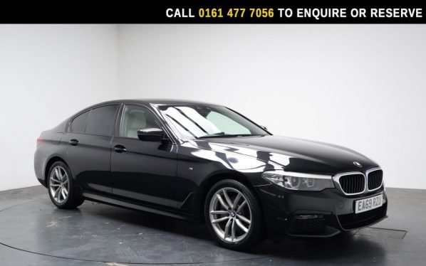 Used 2019 BLACK BMW 5 SERIES Saloon 2.0 520d MHT M Sport Saloon 4dr Diesel Hybrid Auto Euro 6 (s/s) (190 ps) (reg. 2019-12-19) for sale in Stockport