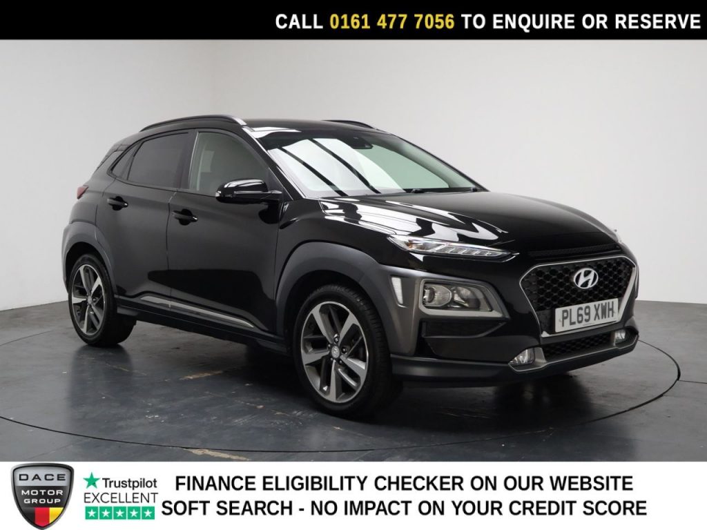 Used 2019 BLACK HYUNDAI KONA SUV 1.0 T-GDi Premium SUV 5dr Petrol Manual Euro 6 (s/s) (120 ps) (reg. 2019-09-30) for sale in Stockport
