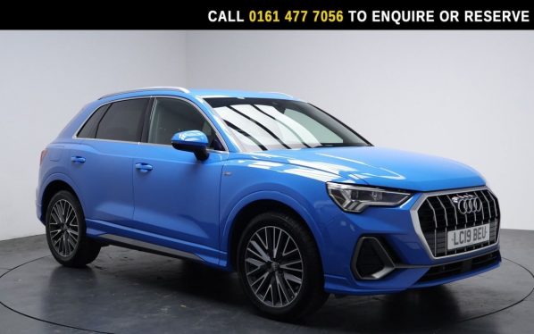 Used 2019 BLUE AUDI Q3 SUV 1.5 TFSI CoD 35 S line SUV 5dr Petrol S Tronic Euro 6 (s/s) (150 ps) (reg. 2019-04-05) for sale in Stockport