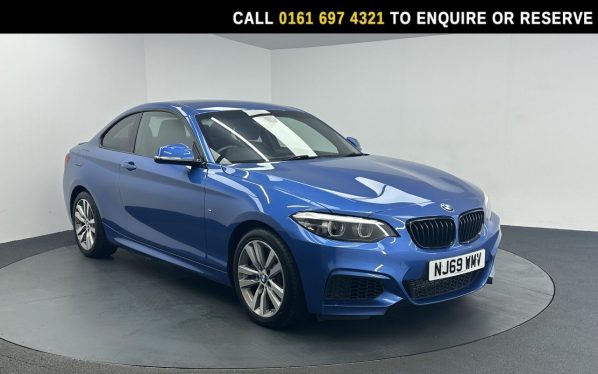 Used 2019 BLUE BMW 2 SERIES Coupe 1.5 218i GPF M Sport Coupe 2dr Petrol Manual Euro 6 (s/s) (136 ps) (reg. 2019-09-27) for sale in Manchester