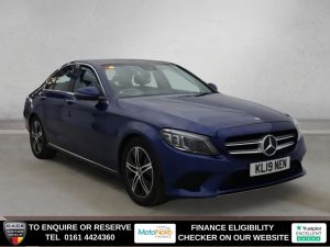 Used 2019 BLUE MERCEDES-BENZ C-CLASS Saloon 2.0 C220d Sport (Premium Plus) Saloon 4dr Diesel G-Tronic+ Euro 6 (s/s) (194 ps) (reg. 2019-06-05) for sale in Altrincham