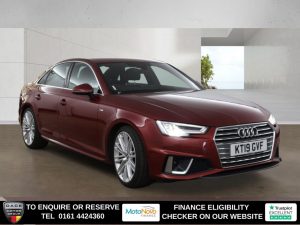 Used 2019 RED AUDI A4 Saloon 2.0 TFSI 40 S line Saloon 4dr Petrol S Tronic Euro 6 (s/s) (190 ps) (reg. 2019-04-30) for sale in Altrincham