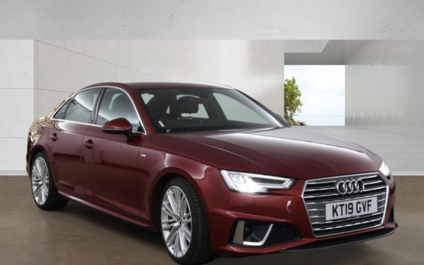 Used 2019 RED AUDI A4 Saloon 2.0 TFSI 40 S line Saloon 4dr Petrol S Tronic Euro 6 (s/s) (190 ps) (reg. 2019-04-30) for sale in Altrincham