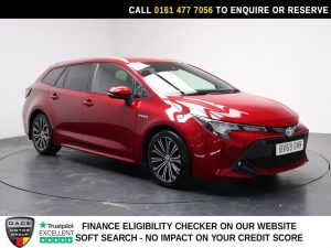 Used 2019 RED TOYOTA COROLLA Estate 2.0 VVT-h Design Touring Sports 5dr Petrol Hybrid CVT Euro 6 (s/s) (184 ps) (reg. 2019-10-17) for sale in Stockport