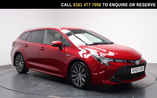 Used 2019 RED TOYOTA COROLLA Estate 2.0 VVT-h Design Touring Sports 5dr Petrol Hybrid CVT Euro 6 (s/s) (184 ps) (reg. 2019-10-17) for sale in Stockport
