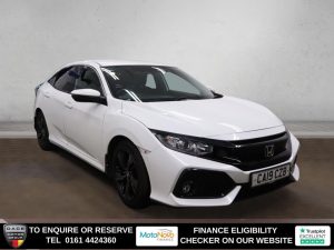 Used 2019 WHITE HONDA CIVIC Hatchback 1.0 VTEC Turbo SR Hatchback 5dr Petrol CVT Euro 6 (s/s) (126 ps) (reg. 2019-03-28) for sale in Altrincham