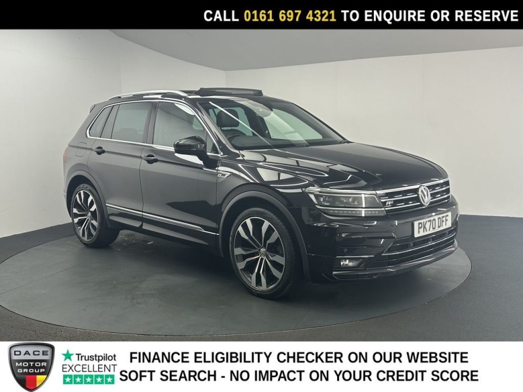 Used 2020 BLACK VOLKSWAGEN TIGUAN SUV 2.0 TDI R-Line Tech SUV 5dr Diesel DSG Euro 6 (s/s) (150 ps) (reg. 2020-10-23) for sale in Manchester