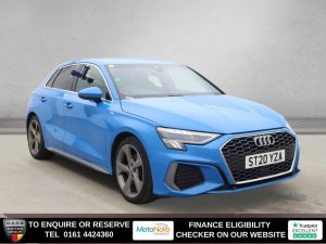Used 2020 BLUE AUDI A3 Hatchback 1.5 TFSI 35 S line Sportback 5dr Petrol Manual Euro 6 (s/s) (150 ps) (reg. 2020-08-08) for sale in Altrincham
