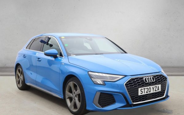 Used 2020 BLUE AUDI A3 Hatchback 1.5 TFSI 35 S line Sportback 5dr Petrol Manual Euro 6 (s/s) (150 ps) (reg. 2020-08-08) for sale in Altrincham