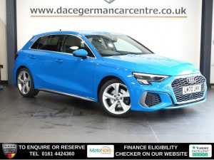 Used 2020 BLUE AUDI A3 Hatchback 1.5 TFSI 35 S line Sportback 5dr Petrol S Tronic Euro 6 (s/s) (150 ps) (reg. 2020-10-26) for sale in Altrincham