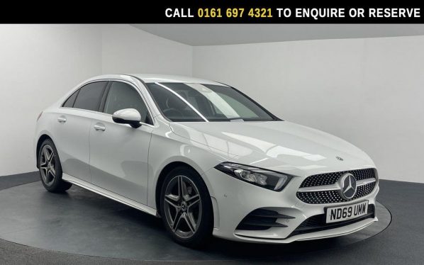 Used 2020 WHITE MERCEDES-BENZ A-CLASS Saloon 1.5 A180d AMG Line (Executive) Saloon 4dr Diesel 7G-DCT Euro 6 (s/s) (116 ps) (reg. 2020-01-08) for sale in Manchester