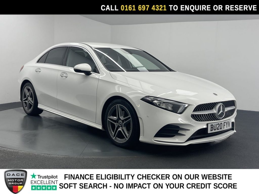 Used 2020 WHITE MERCEDES-BENZ A-CLASS Saloon 2.0 A200d AMG Line (Premium 2) Saloon 4dr Diesel 8G-DCT Euro 6 (s/s) (150 ps) (reg. 2020-07-22) for sale in Manchester