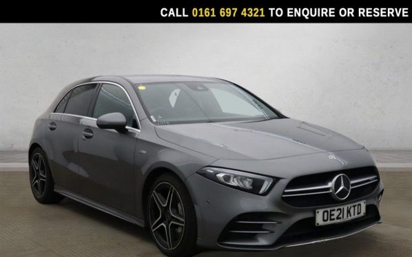 Used 2021 GREY MERCEDES-BENZ A-CLASS Hatchback 2.0 A35 AMG (Executive) Hatchback 5dr Petrol SpdS DCT 4MATIC Euro 6 (s/s) (306 ps) (reg. 2021-06-04) for sale in Manchester