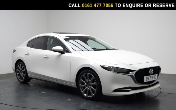 Used 2021 WHITE MAZDA MAZDA3 Saloon 2.0 e-SKYACTIV-X MHEV GT Sport Saloon 4dr Petrol Manual Euro 6 (s/s) (186 ps) (reg. 2021-11-04) for sale in Stockport