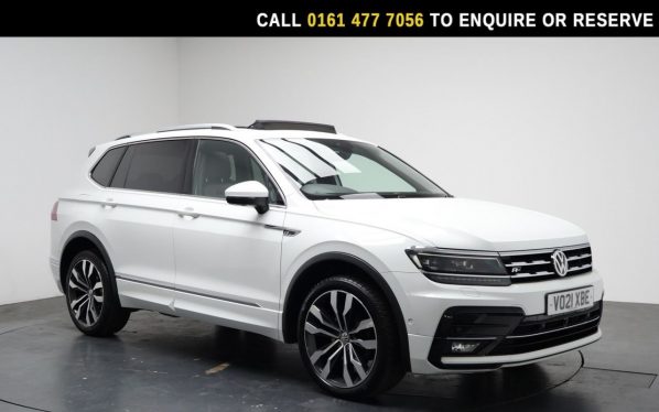 Used 2021 WHITE VOLKSWAGEN TIGUAN ALLSPACE SUV 1.5 TSI EVO R-Line Tech SUV 5dr Petrol DSG Euro 6 (s/s) (150 ps) (reg. 2021-04-22) for sale in Stockport
