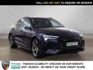 Used 2022 BLUE AUDI e-tron S SUV Vorsprung Sportback 5dr Electric Auto quattro 95kWh (11kW Charger) (503 ps) (reg. 2022-04-21) for sale in Manchester