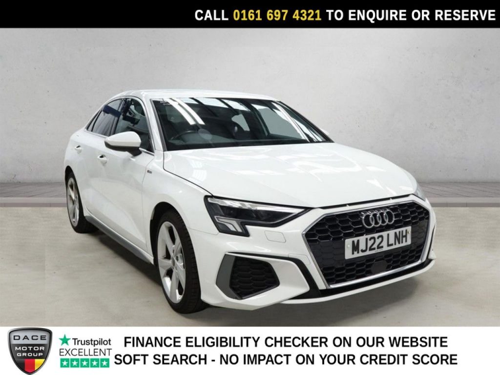 Used 2022 WHITE AUDI A3 Saloon 1.0 TFSI 30 S line Saloon 4dr Petrol Manual Euro 6 (s/s) (110 ps) (reg. 2022-04-20) for sale in Manchester