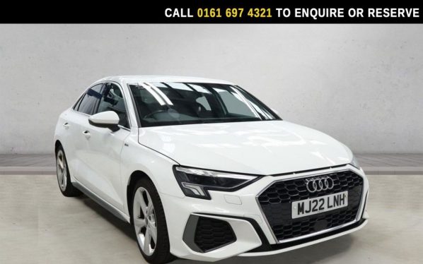 Used 2022 WHITE AUDI A3 Saloon 1.0 TFSI 30 S line Saloon 4dr Petrol Manual Euro 6 (s/s) (110 ps) (reg. 2022-04-20) for sale in Manchester