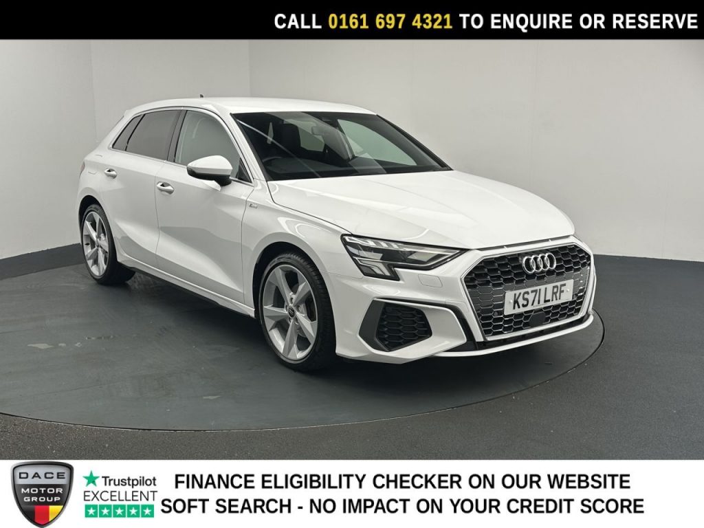 Used 2022 WHITE AUDI A3 Hatchback 1.0 TFSI 30 S line Sportback 5dr Petrol Manual Euro 6 (s/s) (110 ps) (reg. 2022-02-16) for sale in Manchester