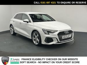 Used 2022 WHITE AUDI A3 Hatchback 1.0 TFSI 30 S line Sportback 5dr Petrol Manual Euro 6 (s/s) (110 ps) (reg. 2022-02-16) for sale in Manchester