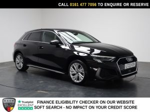 Used 2023 BLACK AUDI A3 Hatchback 1.4 TFSIe 40 S line Sportback 5dr Petrol Plug-in Hybrid S Tronic Euro 6 (s/s) 13kWh (204 ps) (reg. 2023-03-23) for sale in Stockport