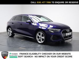Used 2023 BLUE AUDI A3 Hatchback 1.4 TFSIe 40 S line Sportback 5dr Petrol Plug-in Hybrid S Tronic Euro 6 (s/s) 13kWh (204 ps) (reg. 2023-03-28) for sale in Stockport