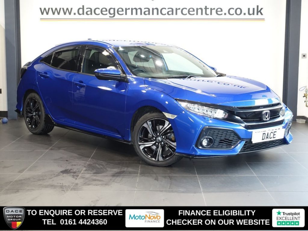 Used 2017 BLUE HONDA CIVIC Hatchback 1.5 VTEC Turbo Sport Hatchback 5dr Petrol CVT Euro 6 (s/s) (182 ps) (reg. 2017-04-28) for sale in Altrincham