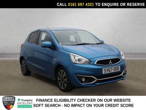 Used 2017 BLUE MITSUBISHI MIRAGE Hatchback 1.2 Juro Hatchback 5dr Petrol CVT Euro 6 (s/s) (79 ps) (reg. 2017-09-27) for sale in Manchester
