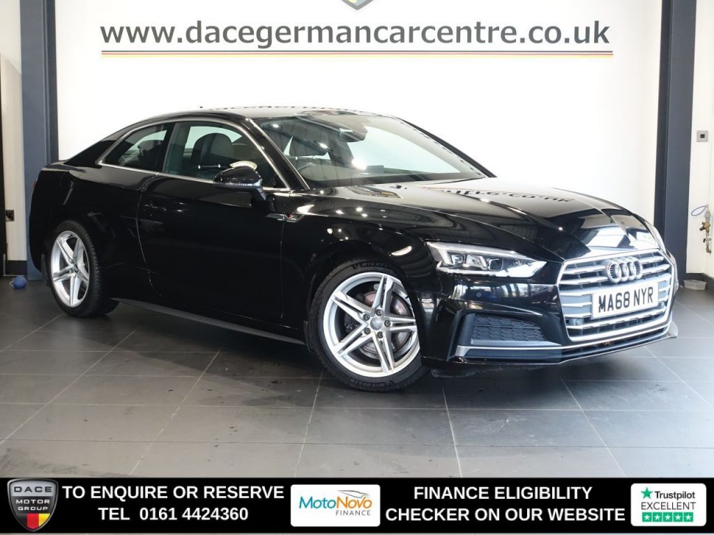 Used 2018 BLACK AUDI A5 Coupe 1.4 TFSI S line Coupe 2dr Petrol S Tronic Euro 6 (s/s) (150 ps) (reg. 2018-09-28) for sale in Altrincham