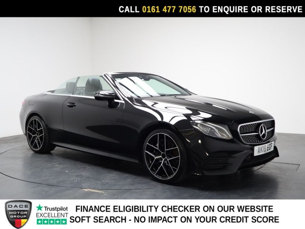 Used 2018 BLACK MERCEDES-BENZ E-CLASS Convertible 2.0 E220d AMG Line Cabriolet 2dr Diesel G-Tronic+ Euro 6 (s/s) (194 ps) (reg. 2018-04-17) for sale in Stockport