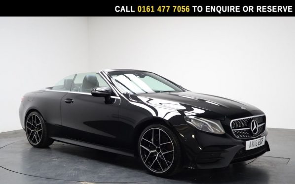 Used 2018 BLACK MERCEDES-BENZ E-CLASS Convertible 2.0 E220d AMG Line Cabriolet 2dr Diesel G-Tronic+ Euro 6 (s/s) (194 ps) (reg. 2018-04-17) for sale in Stockport