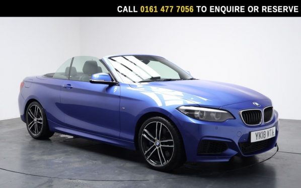 Used 2018 BLUE BMW 2 SERIES Convertible 1.5 218i M Sport Convertible 2dr Petrol Auto Euro 6 (s/s) (136 ps) (reg. 2018-03-28) for sale in Stockport