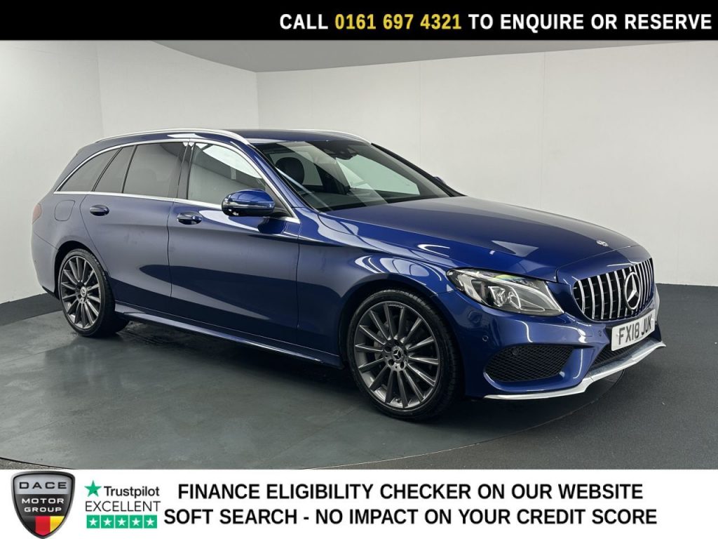 Used 2018 BLUE MERCEDES-BENZ C-CLASS Estate 2.0 C200 AMG Line Estate 5dr Petrol G-Tronic+ Euro 6 (s/s) (184 ps) (reg. 2018-03-31) for sale in Manchester