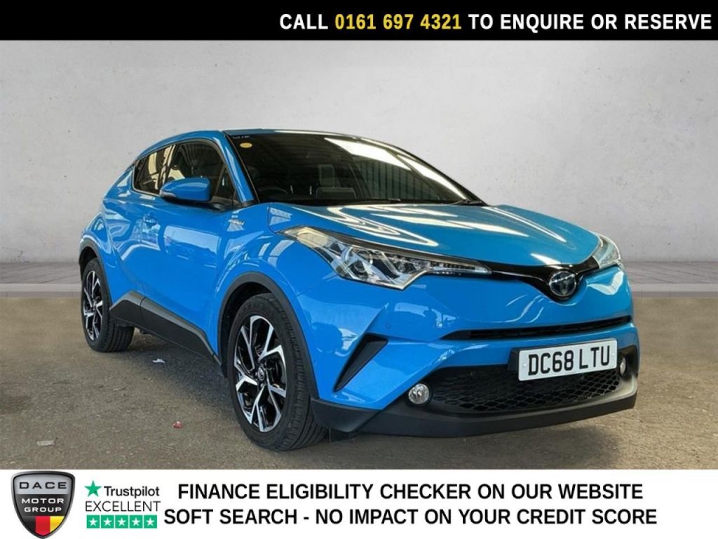 Used 2018 BLUE TOYOTA C-HR SUV 1.8 VVT-h Design SUV 5dr Petrol Hybrid CVT Euro 6 (s/s) (122 ps) (reg. 2018-12-12) for sale in Manchester