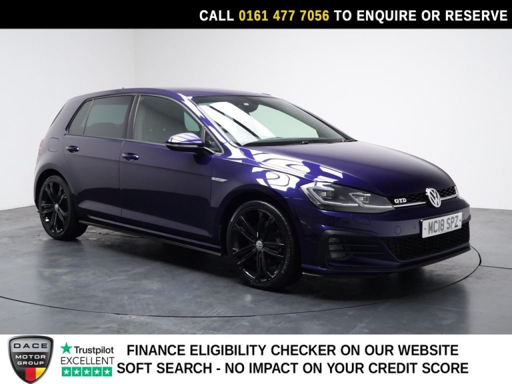 Used 2018 BLUE VOLKSWAGEN GOLF Hatchback 2.0 TDI GTD Hatchback 5dr Diesel DSG Euro 6 (s/s) (184 ps) (reg. 2018-08-06) for sale in Stockport