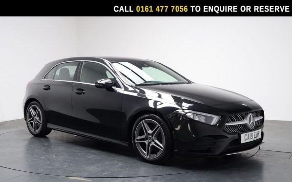 Used 2019 BLACK MERCEDES-BENZ A-CLASS Hatchback 2.0 A220 AMG Line Hatchback 5dr Petrol 7G-DCT Euro 6 (s/s) (190 ps) (reg. 2019-03-28) for sale in Stockport